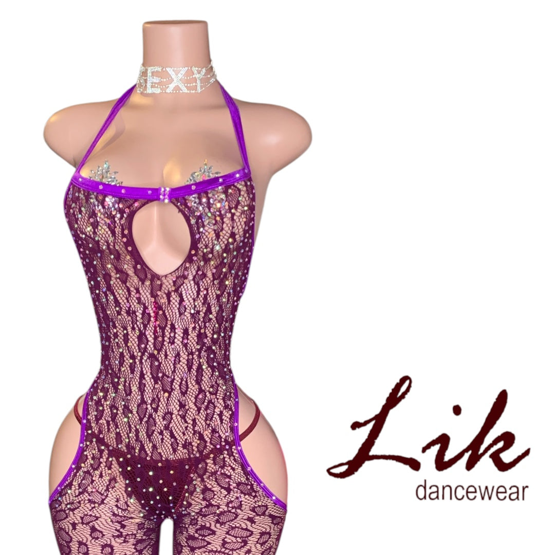 Fierce Rhinestone and Lace Body suit