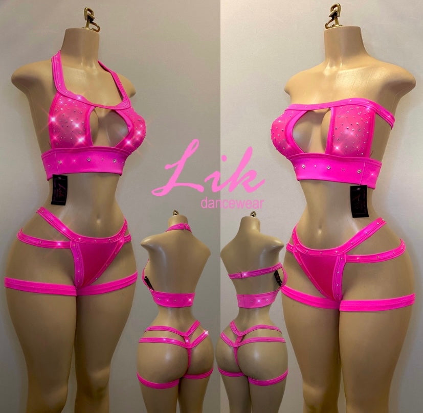 Jane bandeau double strap thong two piece