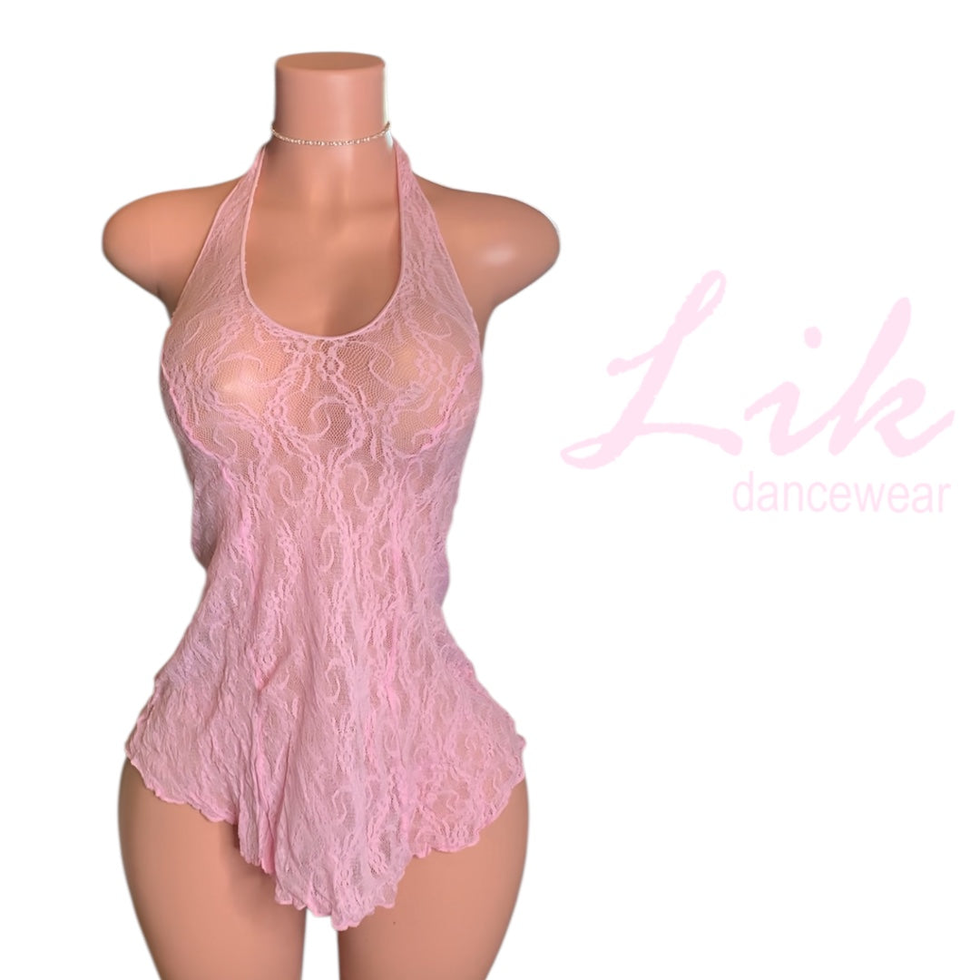 Exotic Dancewear HALTER BOW Lace Mini Dress