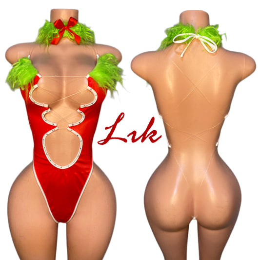Grinch one piece with Ankle and Choker