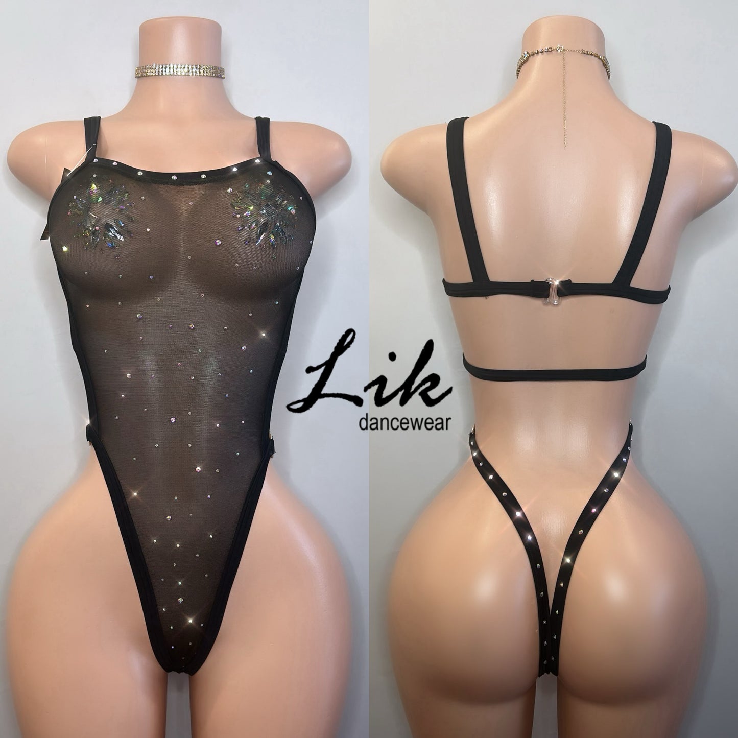 Sneaky sheer on piece rhinestones