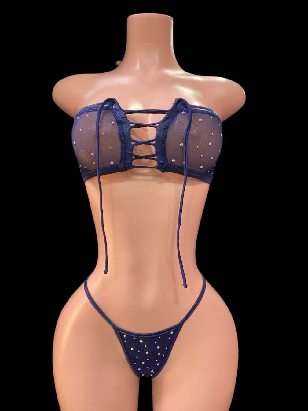 Spice lace up tube top with thong