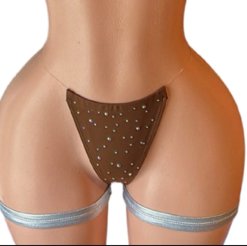 Rhinestone invisible thong