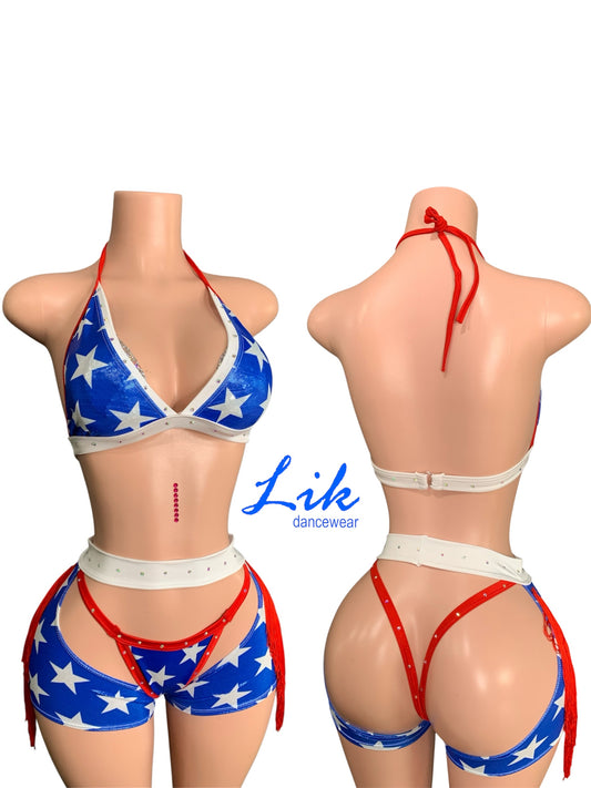 Stars Chap with bikini top and thong set