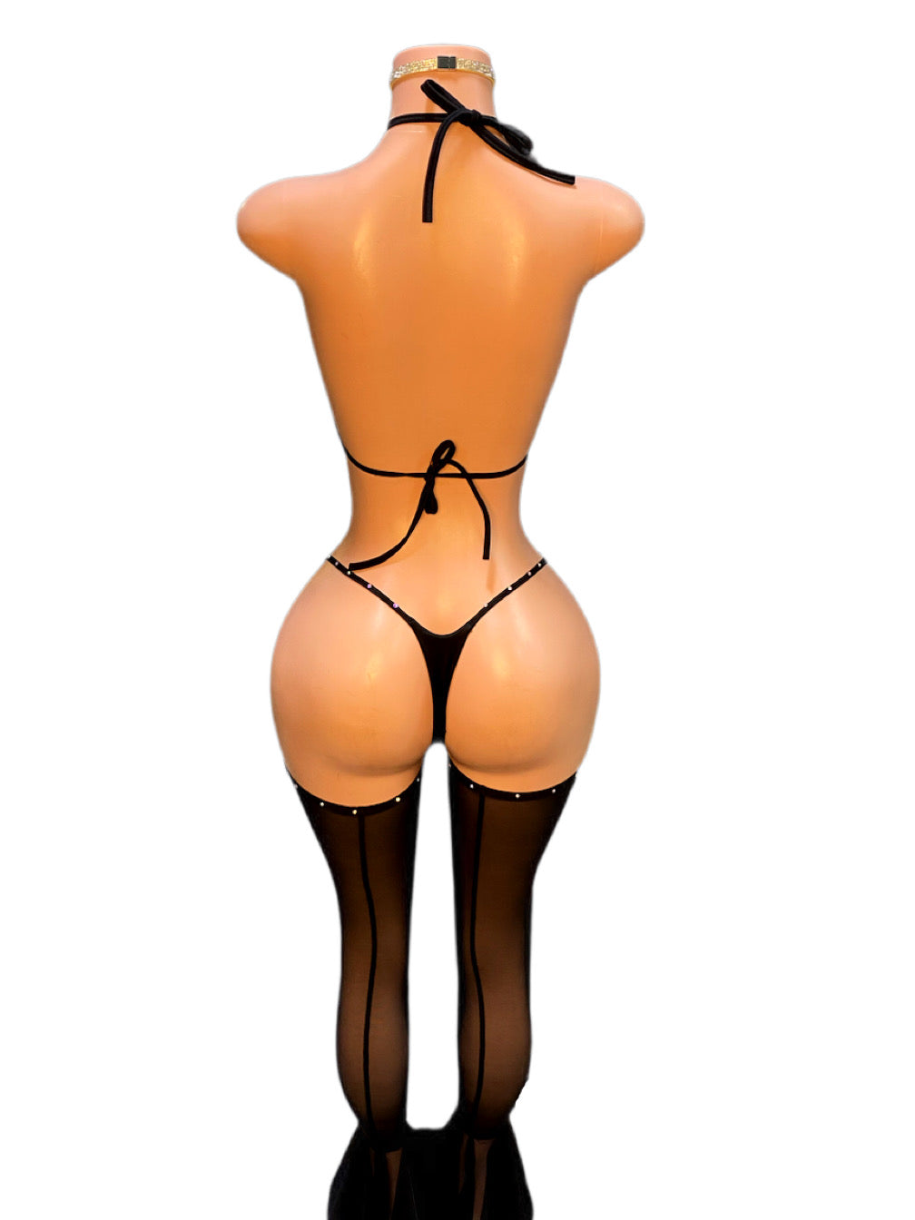 Crystal heart bikini set with leg sleeves covers