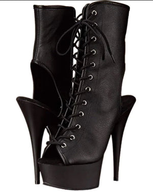 ADO1016/BPU/M 7 inch Vegan leather ankle boot for pole dance and strippers.
