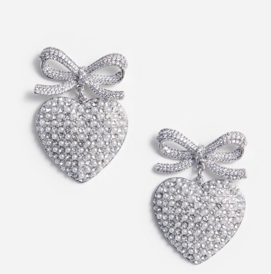 Heart bow earrings
