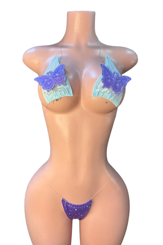 Flutter Two piece rhinestone butterfly set