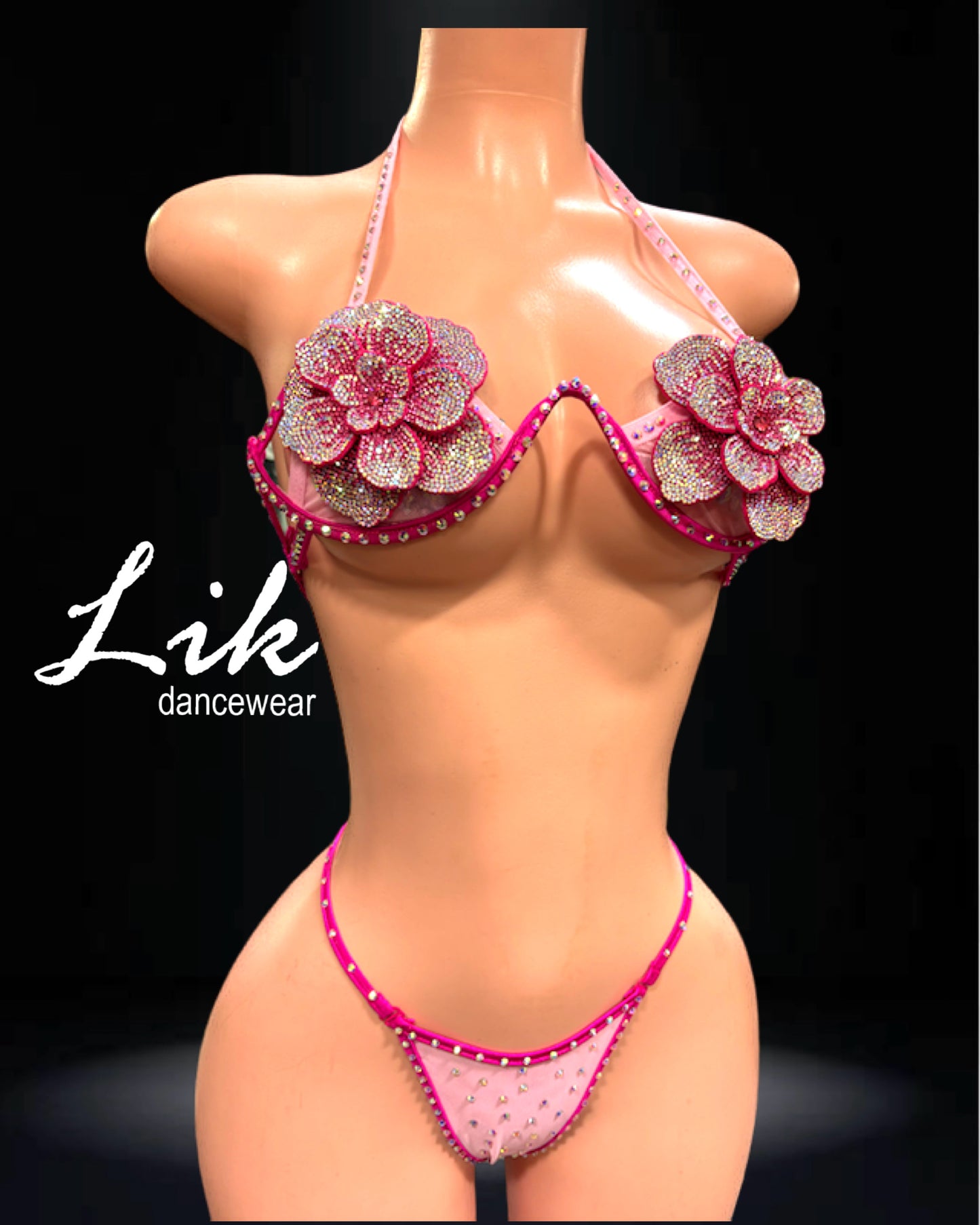 One of One Rose Dancewear three piece rhinestone set