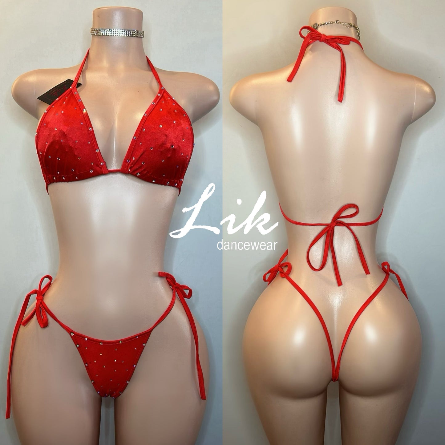 Exotic Dancer EMPIRE rhinestone tie side bikini set