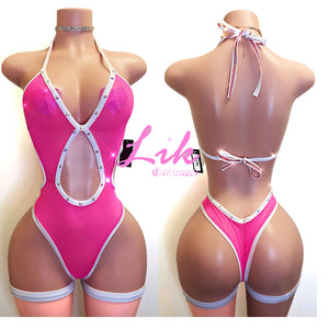 Sicily one piece sheer stripper or bottle girl outfit