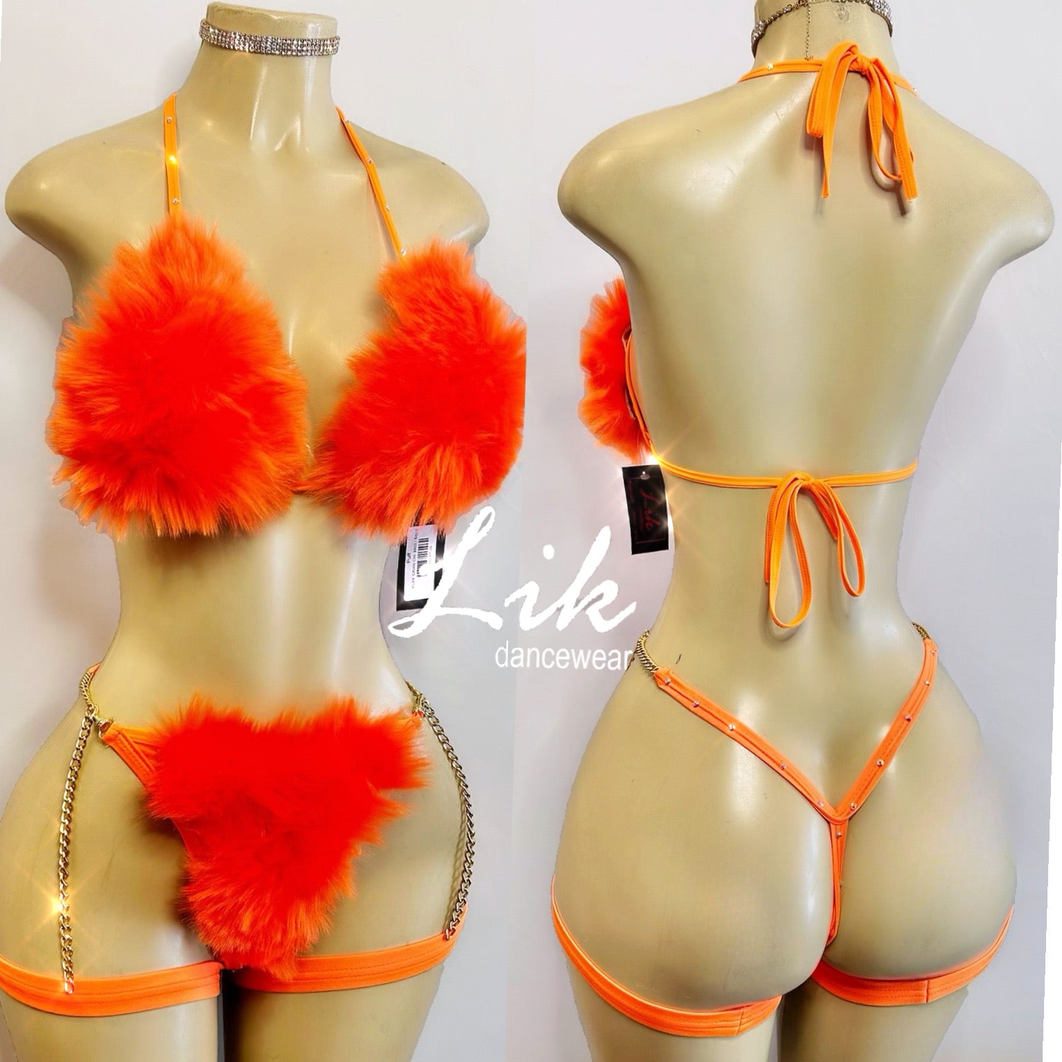 Puff fur bikini set