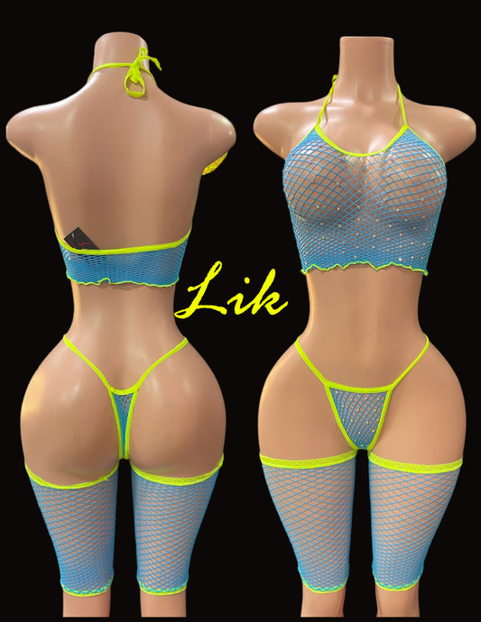 Freaknik fishnet 3 piece set