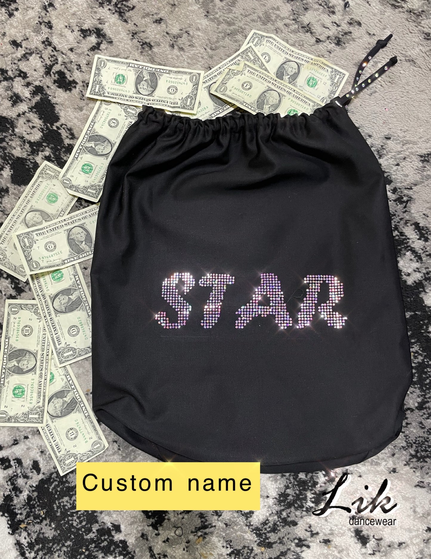 Custom Rhinestone Money Bag