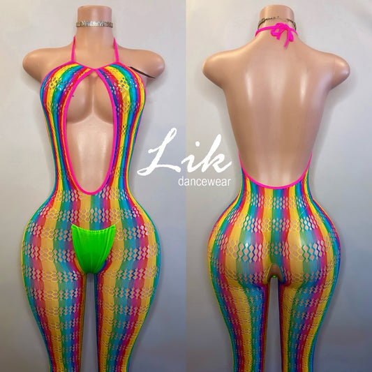 Rainbow Bright mesh body stocking