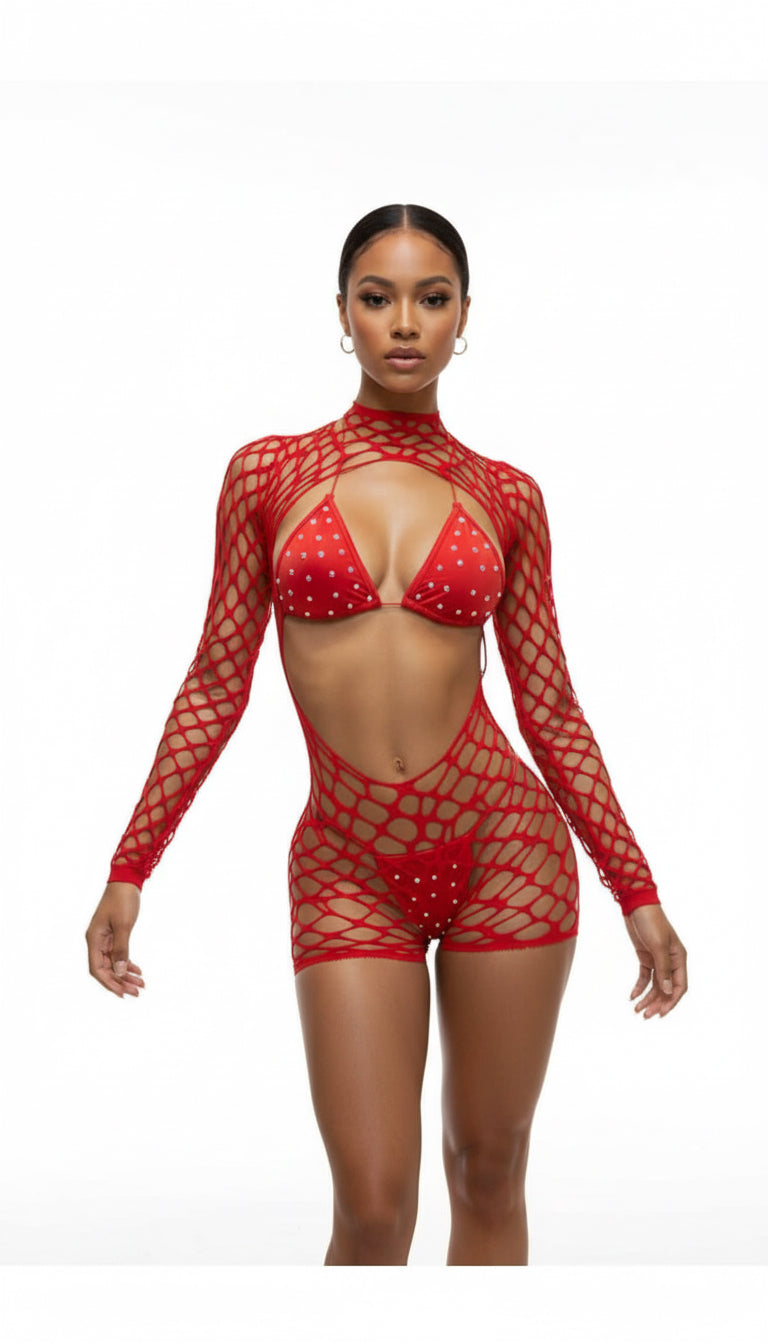 Manifest 3 piece fishnet set