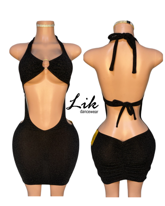 Glitter Rouched mini dress with Ring