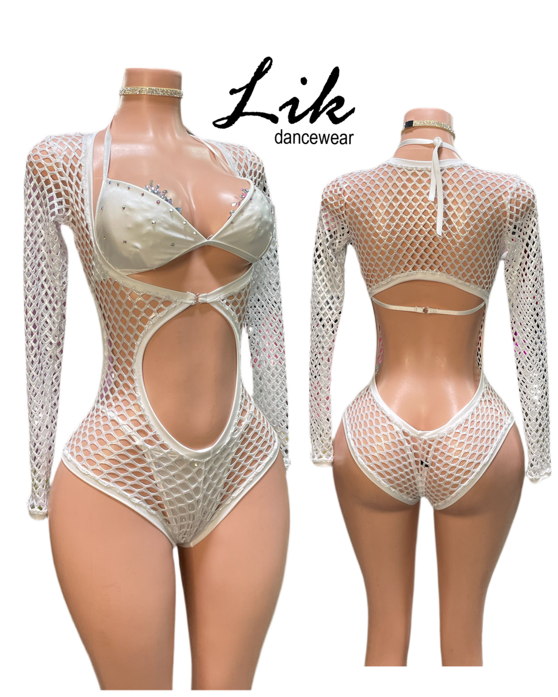 Bartender Uniform fishnet mesh with bra top Lik Dancewear Bartender Uniform fishnet mesh with bra top Lik Dancewear