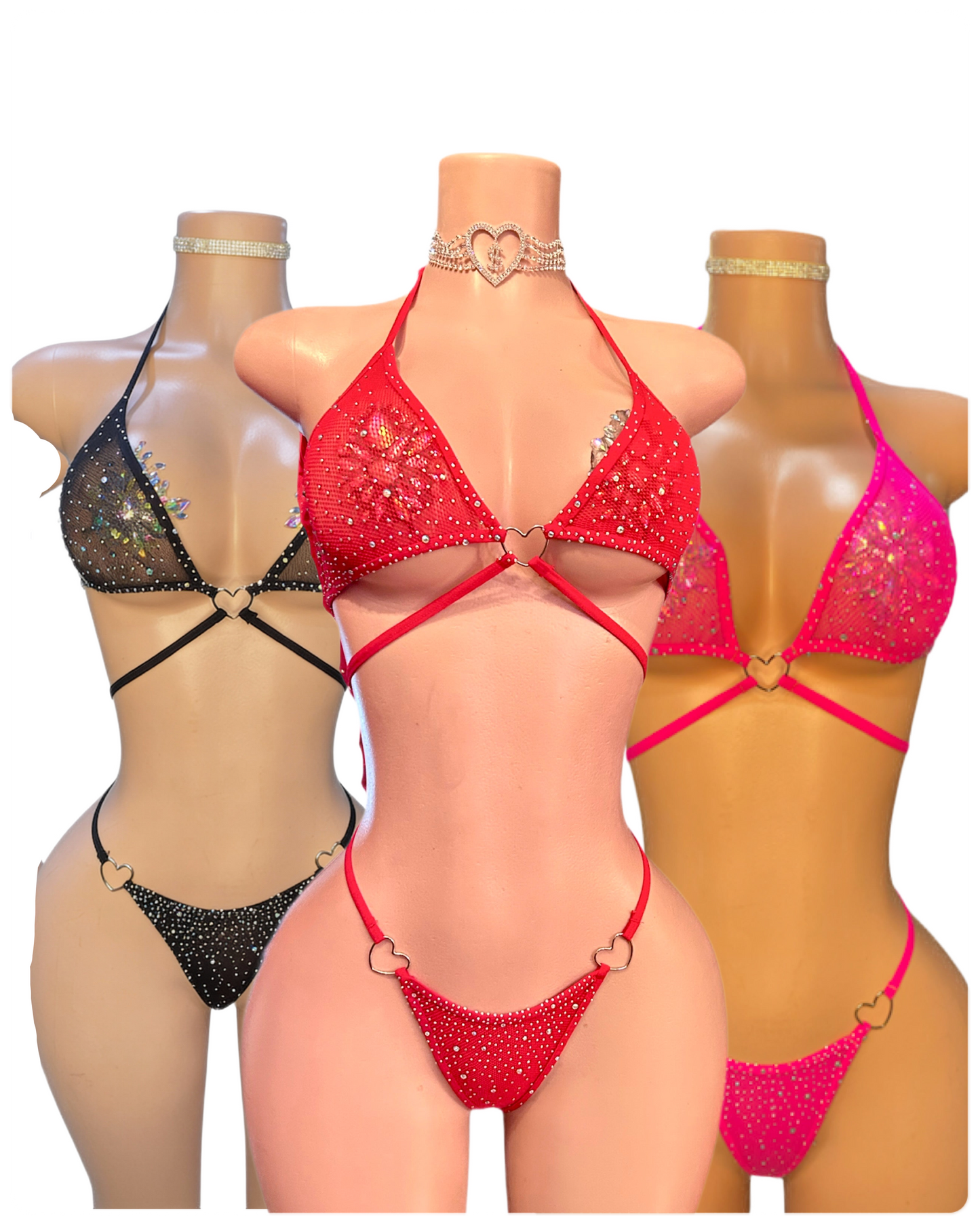 Heartbreaker sexy two piece rhinestone bikini set