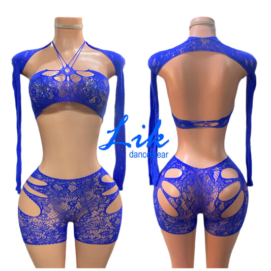 Butterfly booty lace short set Stripper outfit