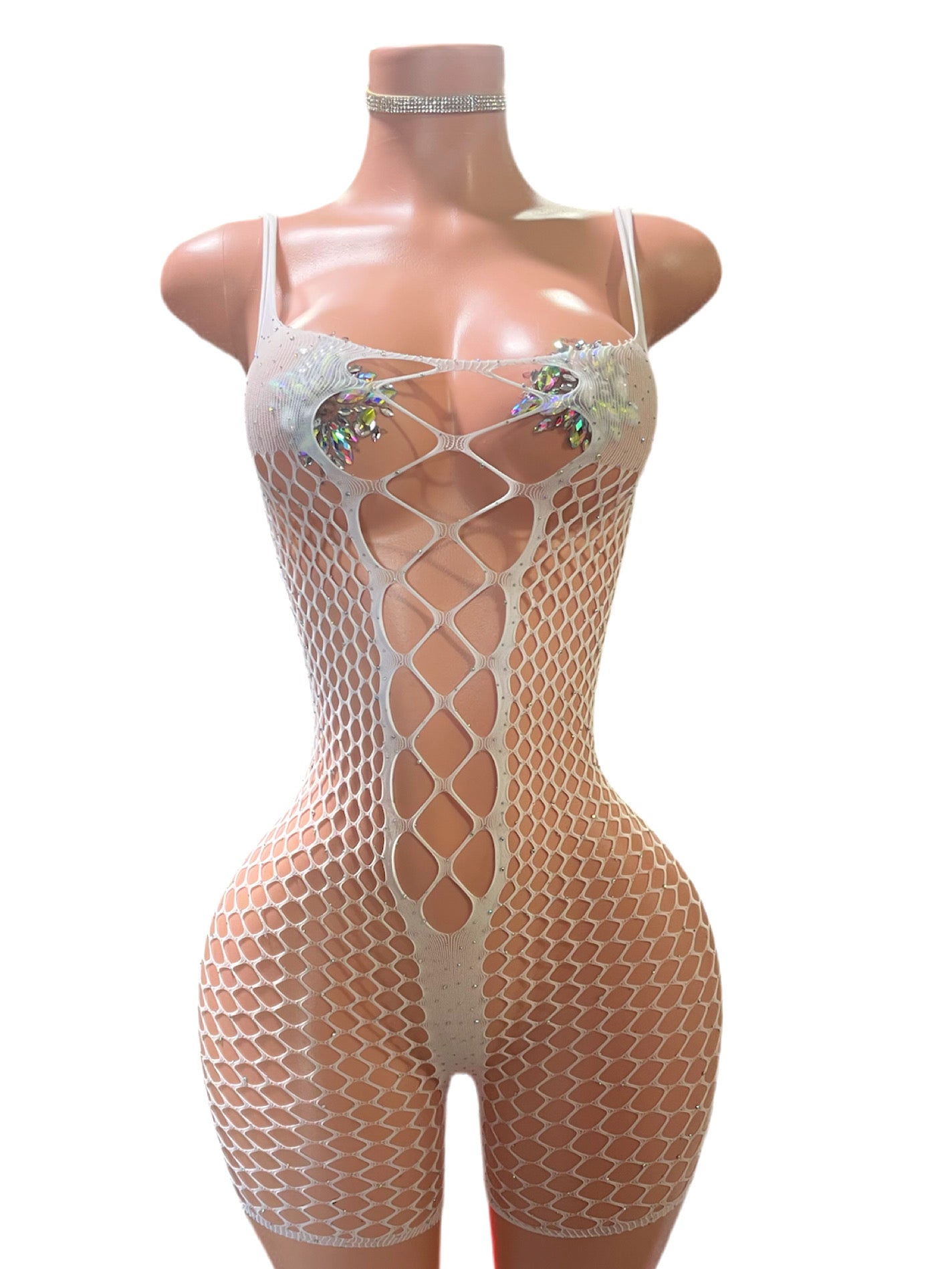 Rhinestone stripper rompers
