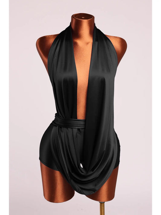 Halter Cowl Neck Open Back Clubwear Romper