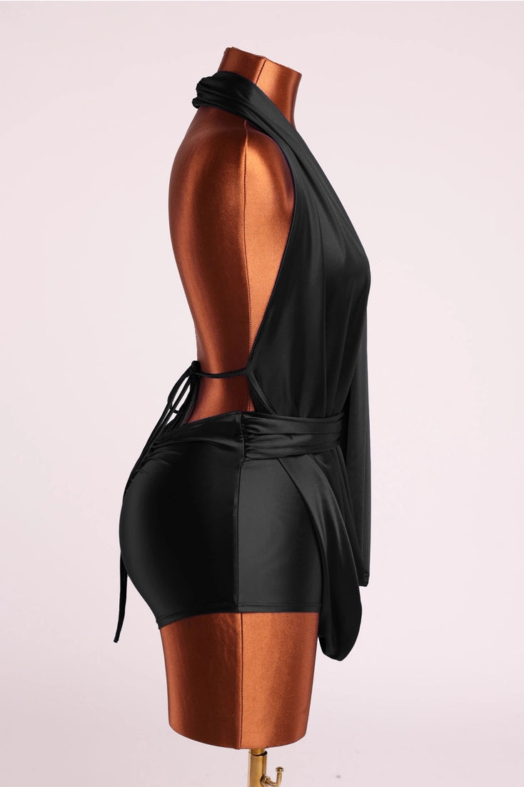 Halter Cowl Neck Open Back Clubwear Romper