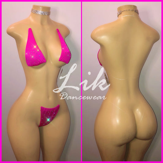 Naked Rhinestones micro bikini with clear strings