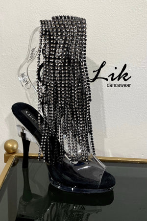 3215- Rhinestone fringe 5 inch heel clear shoe