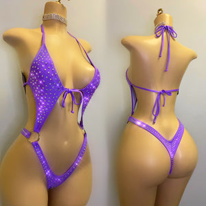 After Hour tie up rhinestone thong one piece stripper outfit