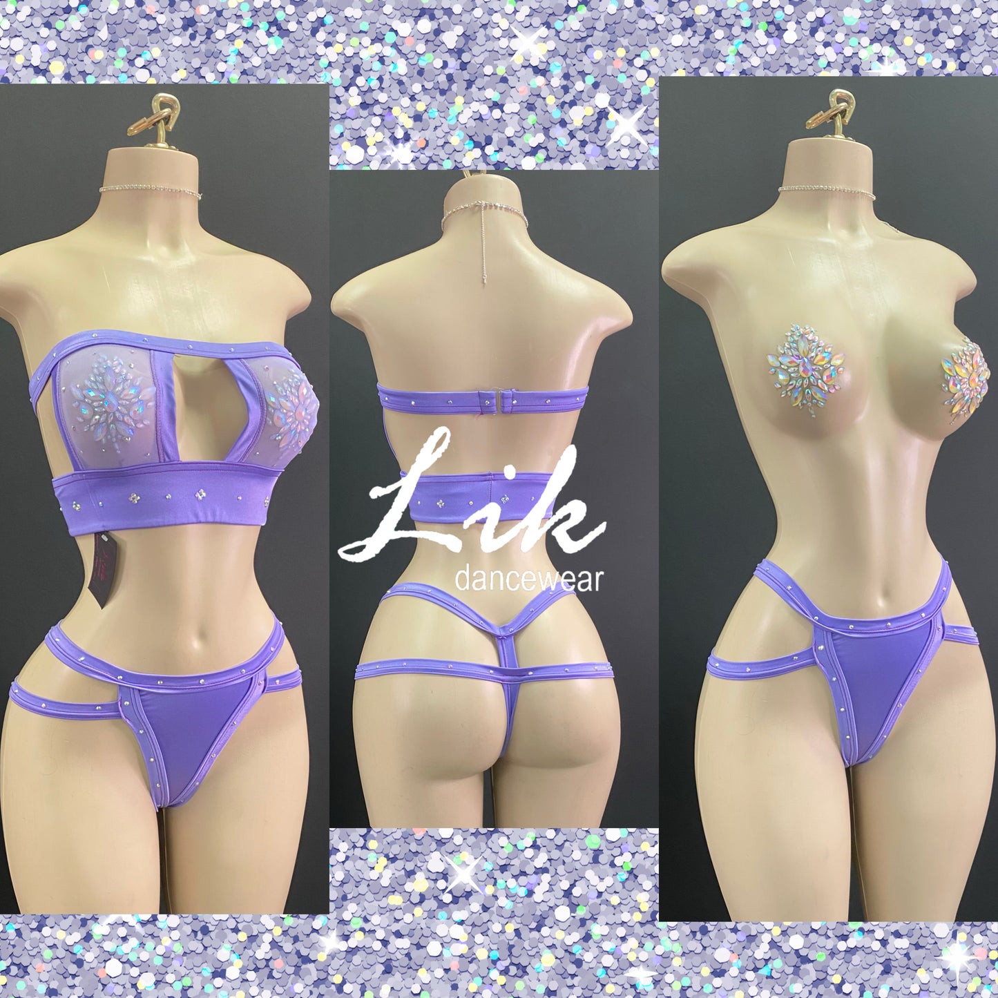 Jane bandeau double strap thong two piece