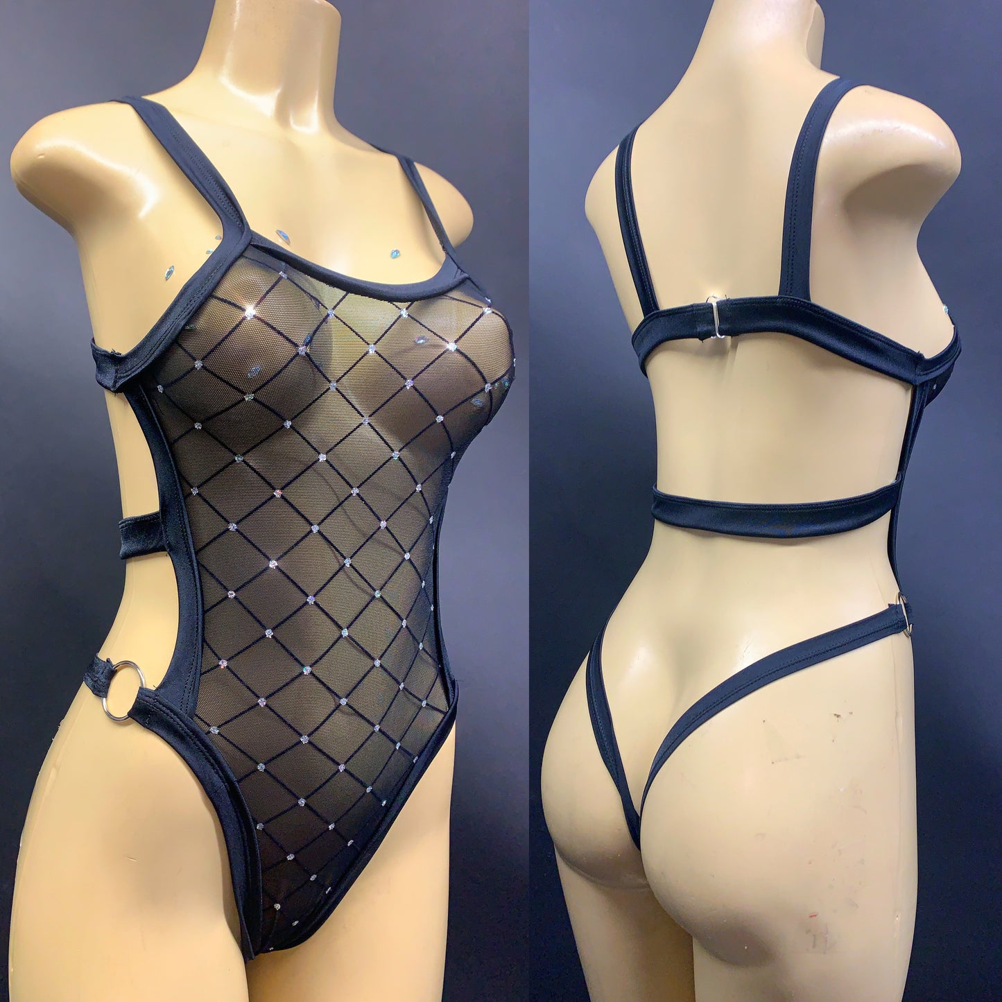 Sneaky sheer on piece rhinestones