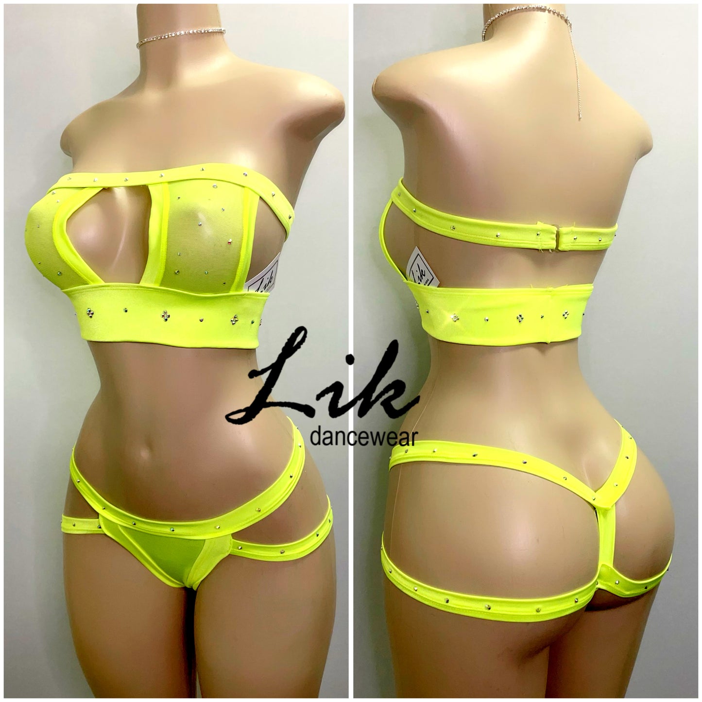 Jane bandeau double strap thong two piece
