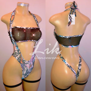 Dazzle strapless top and suspender set