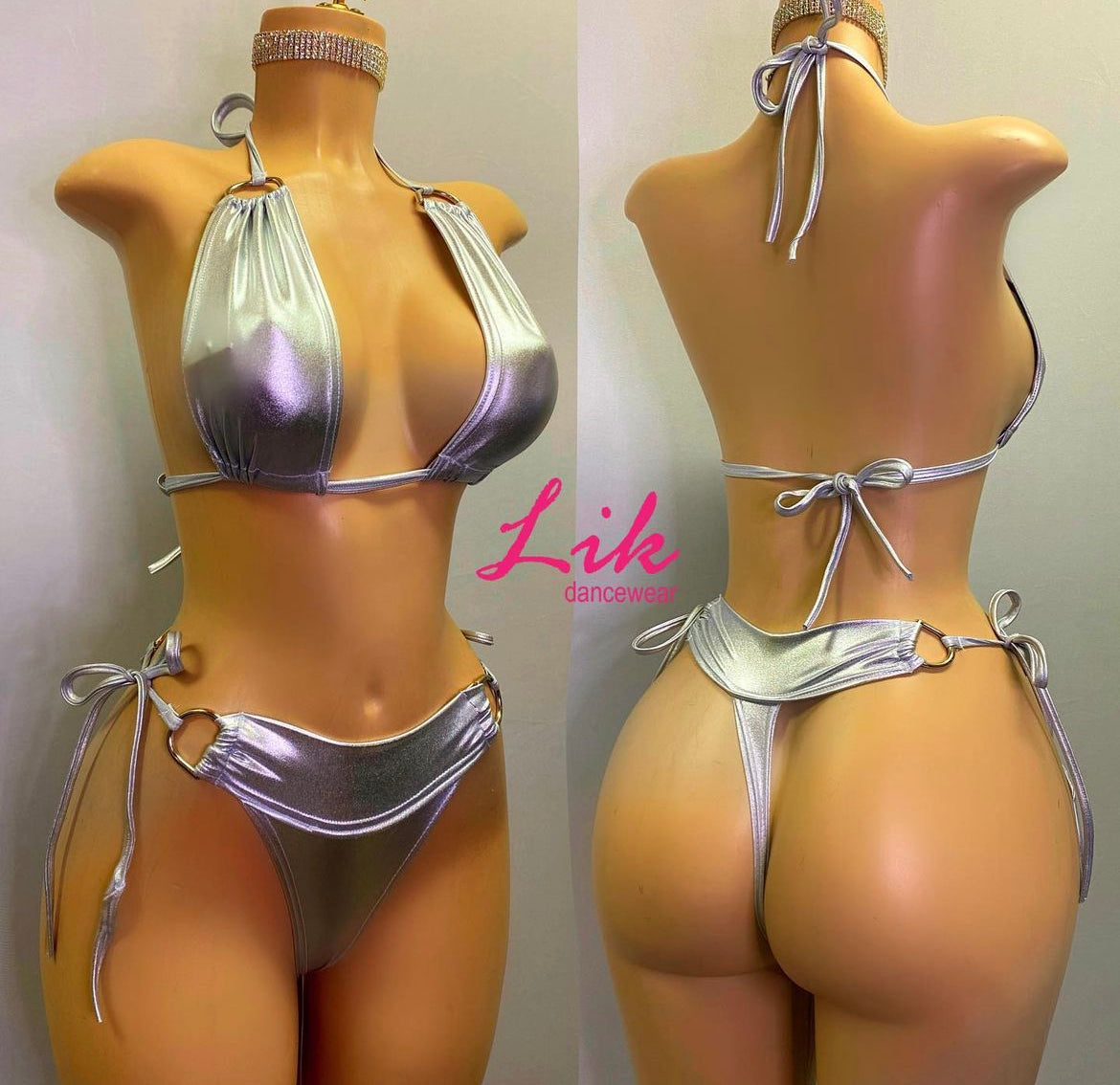Wild Cherry rhinestone tie thong two piece stripper outfit
