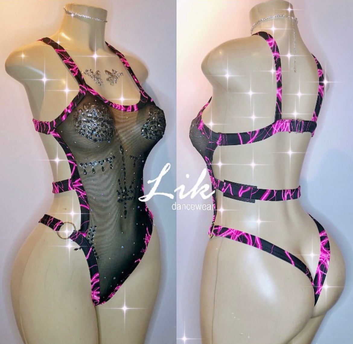 Sneaky sheer on piece rhinestones
